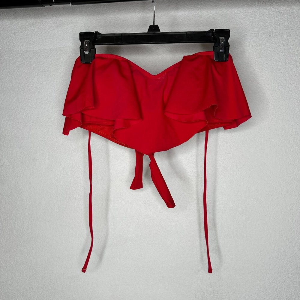 Amiani Bikini Ruffle Swim Top - Red - Womens Size Extra Large XL